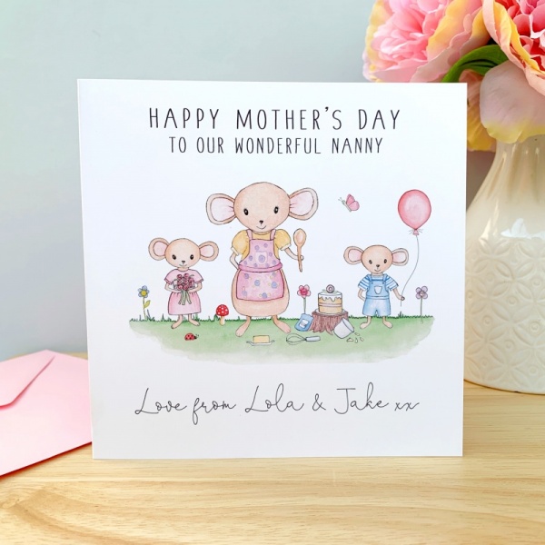 Personalised Mother's Day Card - Mouse Family